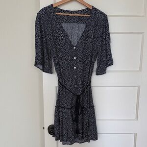 Faherty Navy Floral Mini Dress